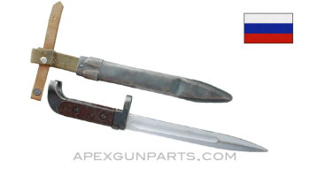 Russian AK-47 Bayonet and Scabbard, Type 1, 1953-1959 Izhevsk, Brown Grip, *Fair / Heavy Use*