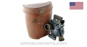 U.S. Brandt 60mm (M4) Mortar Sight, in Leather Transit Case *Good* 