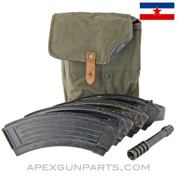 AK47 30rd Magazines, 4 W/Pouch & Grenade Adapter, Yugoslavian