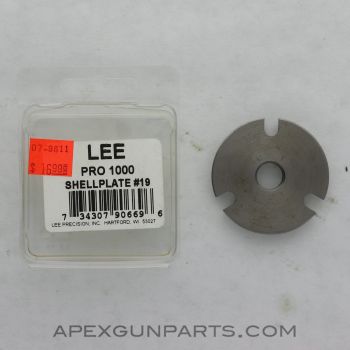 Lee Pro 1000 Shell Plate, #19 For 9mm Luger, 40 S&W, & 10mm Auto *NEW*