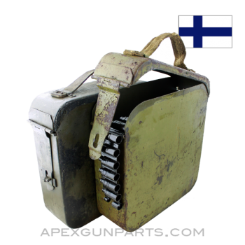 Finnish Maxim M1910 Ammo Can, w/200rd Belt, 7.62X54r *Good* 