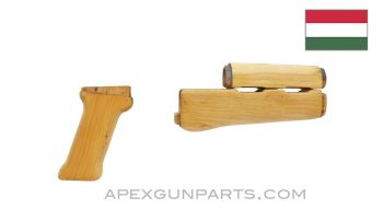 Hungarian AK63D / AKM Wood Handguard Set w/Pistol Grip, Refinished *Fair* 
