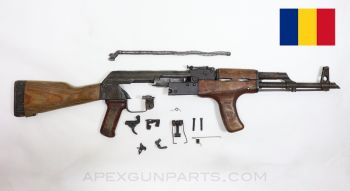 Romanian M63 AKM Parts Set w/CHF Chrome Lined Populated Barrel, Wood Stock, "G" Marked, Partially Matching *Good* 