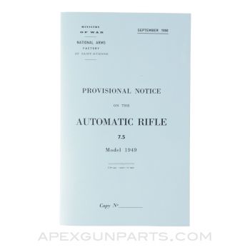 MAS 49 Rifle Provisional Notice, Paperback, Translation from Original *NEW*