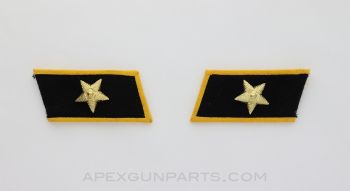 Chinese PLA Collar Tabs, Black with Gold Trim and Star, Military *NOS*