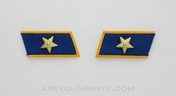 Chinese PLA Collar Tabs, Blue with Gold Trim and Star, Military *NOS*