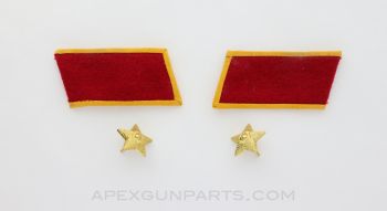 Chinese PLA Collar Tabs, Red with Gold Trim and Star, Military *NOS*