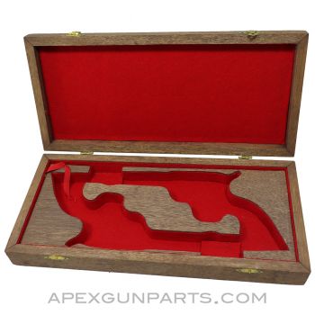 Dual Single Action Revolver Case, w/ Red Felt Lining, Wood *Good* 
