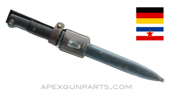 German WWII K98 Mauser Bayonet & Scabbard, Brown Bakelite Grips, Yugo Leather Frog, *Good* 