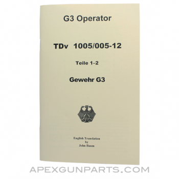 G3 Operator's Manual, Parts 1 & 2, Translated From Original 1971 Issue, Paperback, *NEW*