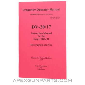 SVD Dragunov Operator's Manual, East German Issue, Translated From Original, Paperback, *NEW*
