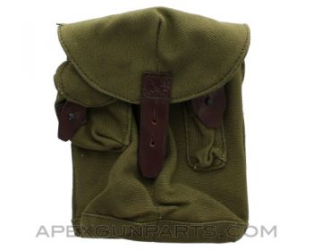 Romanian AK-47 Two Magazine Divided Pouch, 30rd, Canvas w/Leather Straps *Very Good* 