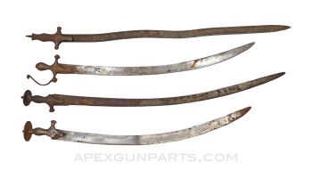 18th Century Indian Talwar Battle Sword, Heavily Used, Bent Blades, Broken Handles, Missing Point