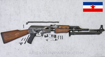 Yugoslavian M72 RPK Parts Kit w/ Bipod, Matched Bolt/Top Cover/Carrier, Torch Cut, Milled, Wood Furniture, 7.62x39 *Good* 