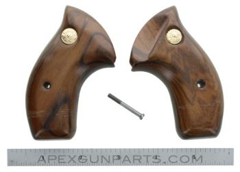Taurus Revolver Wood Grips, Medium Frame, Round Butt w/o Full Relief Cut, Smooth, *NOS* 