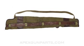 Machine Gun Barrel Bag, Lined Canvas with Leather Trim, No Tie Strap, 33" *Fair* 