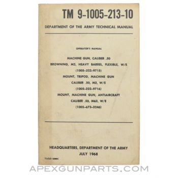 Browning M2 Machine Gun Technical Manual, USGI, TM 9-1005-213-10, Paperback *Very Good*