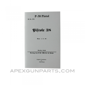 P-38 Pistol Operator's Manual, Translation From Original, Paperback, *NEW*