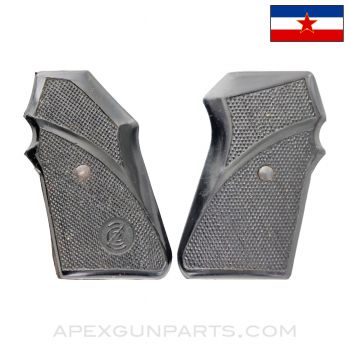 Yugoslavian M67 Pistol Grip Panels, Black Plastic, .380ACP/.32ACP *Good*