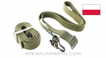 Polish AK-47 Canvas Sling with Leather Tabs, Type 2, *Good* 