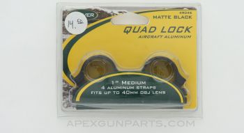 WEAVER 49046 Quad Lock Scope Rings, 1", Up to 40mm OBJ, Aluminum Matte Black *NEW*