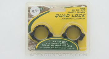 WEAVER 49053 Quad Lock Scope Rings, 1" .22 Tip Off, Up to 36mm OBJ, Aluminum Black *NEW*