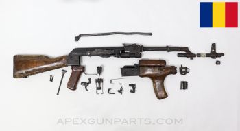 Romanian M63 AKM Parts Kit, w/ Demilled Barrel, Laminated Wood Stock & Forward Grip, Partially Matching 7.62X39 *Good*